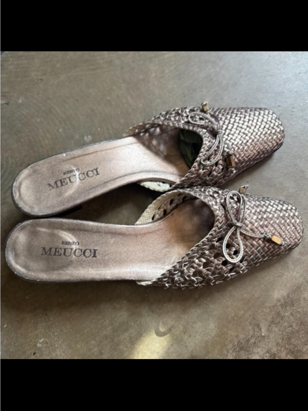 Women's Silver Metallic Woven Slip-On Mules Size 8.5